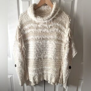 Anthropologie Cream Knit Poncho